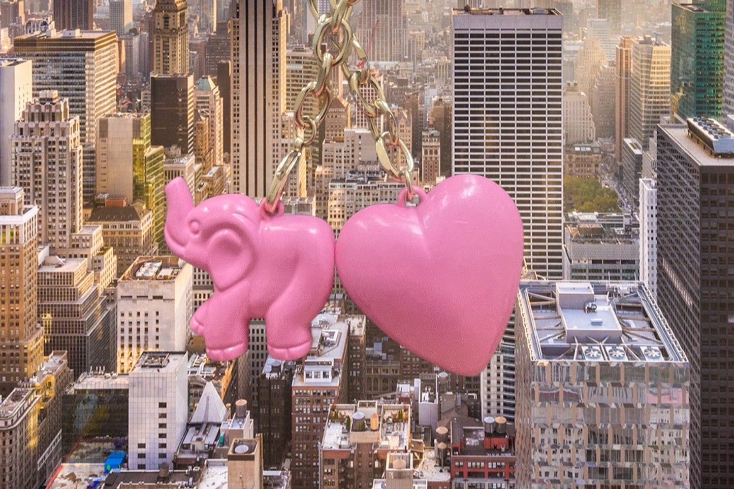 Elephant & Heart Necklace (October Pink)