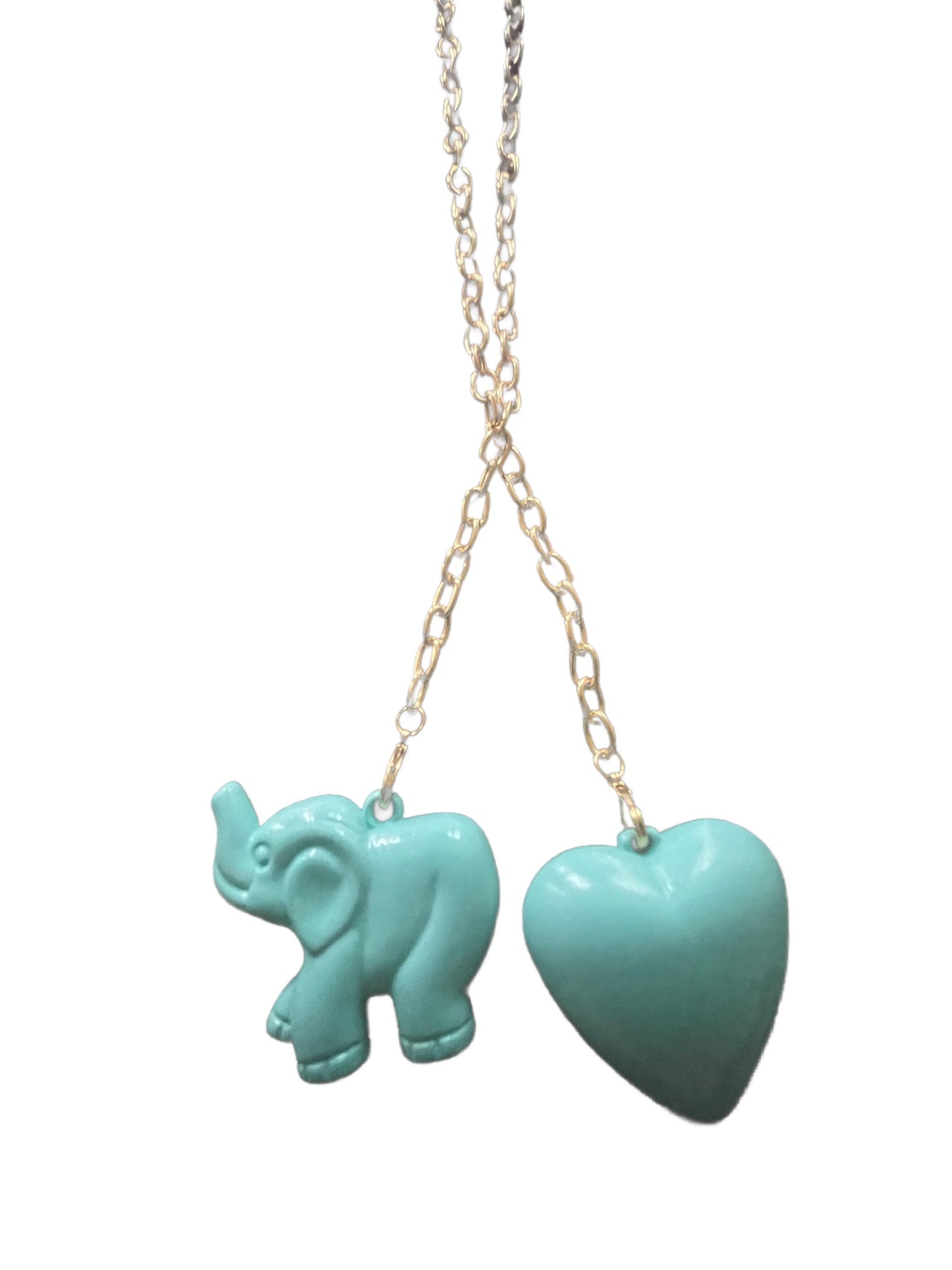 Elephant & Heart Necklace (Bluebell Blue)