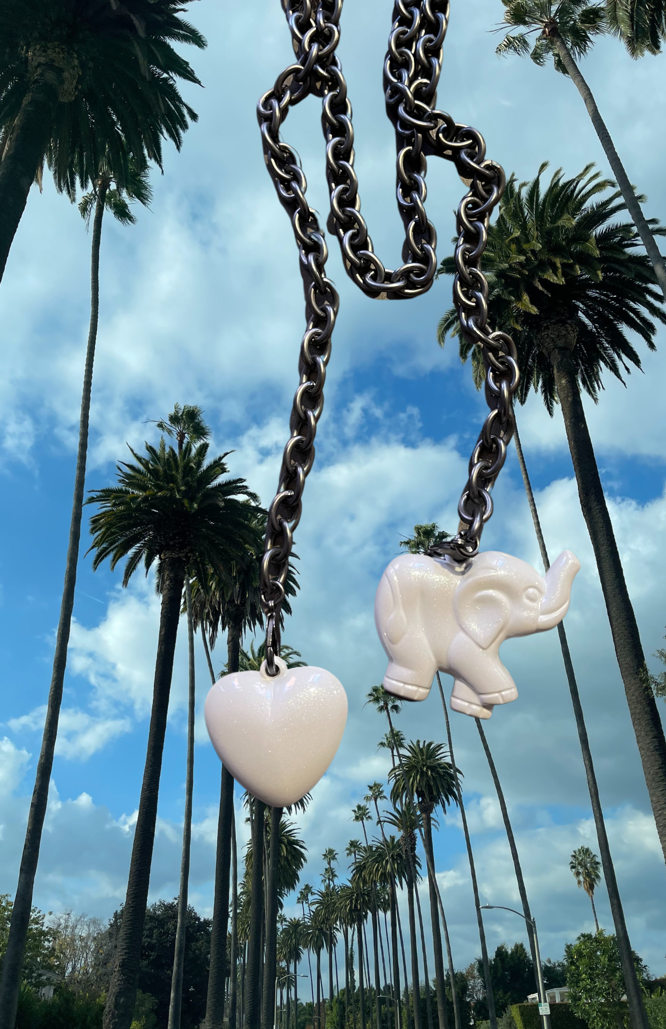 Elephant and Heart Necklace ( Cotton Cloud )