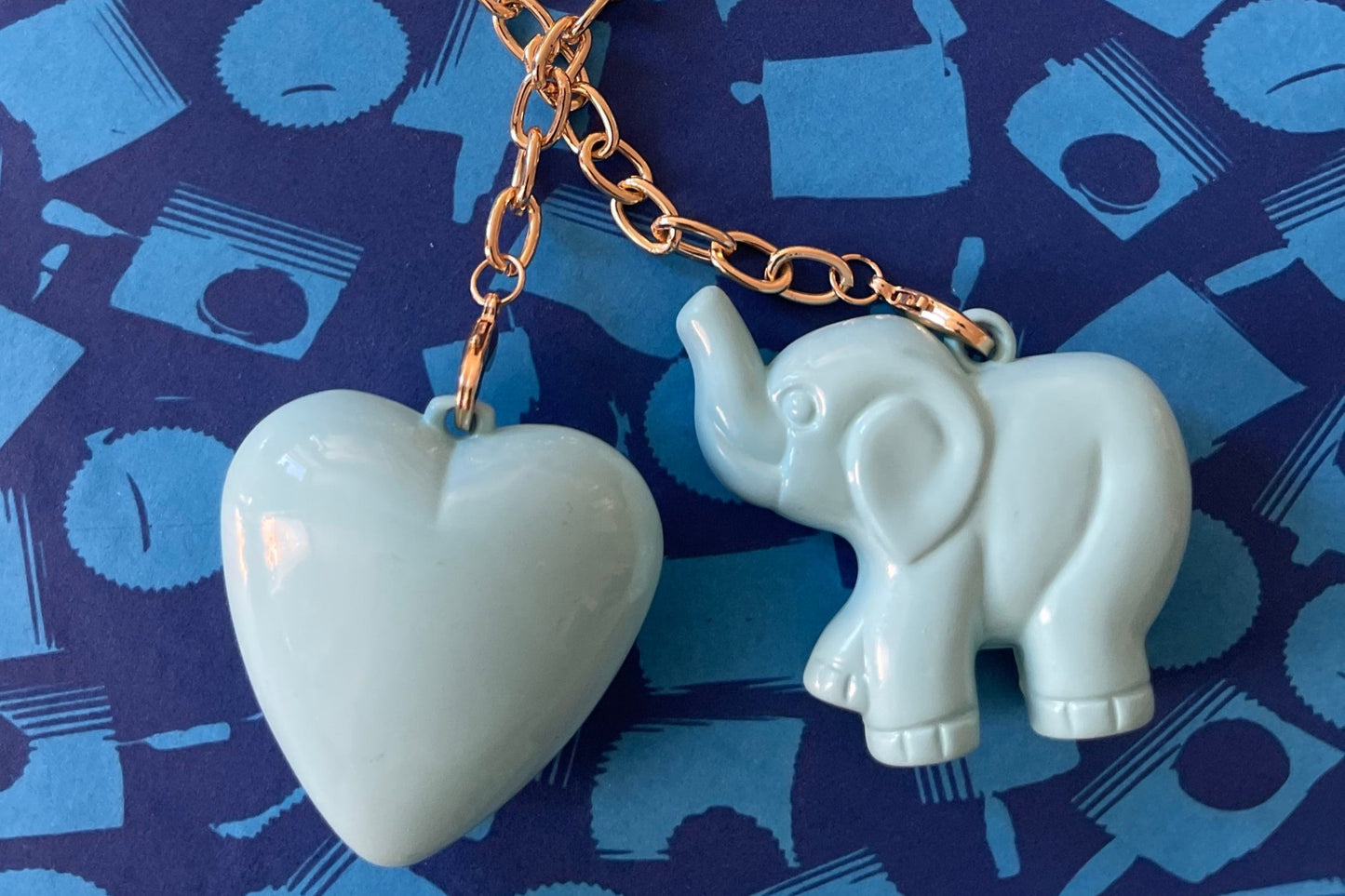 Elephant & Heart Necklace (Bluebell Blue)