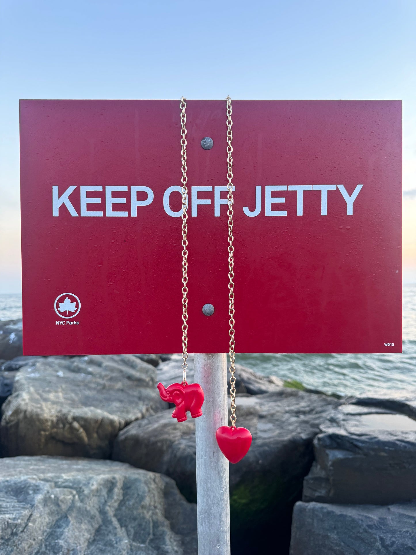 Elephant & Heart Necklace in (Cherry Pie RED)