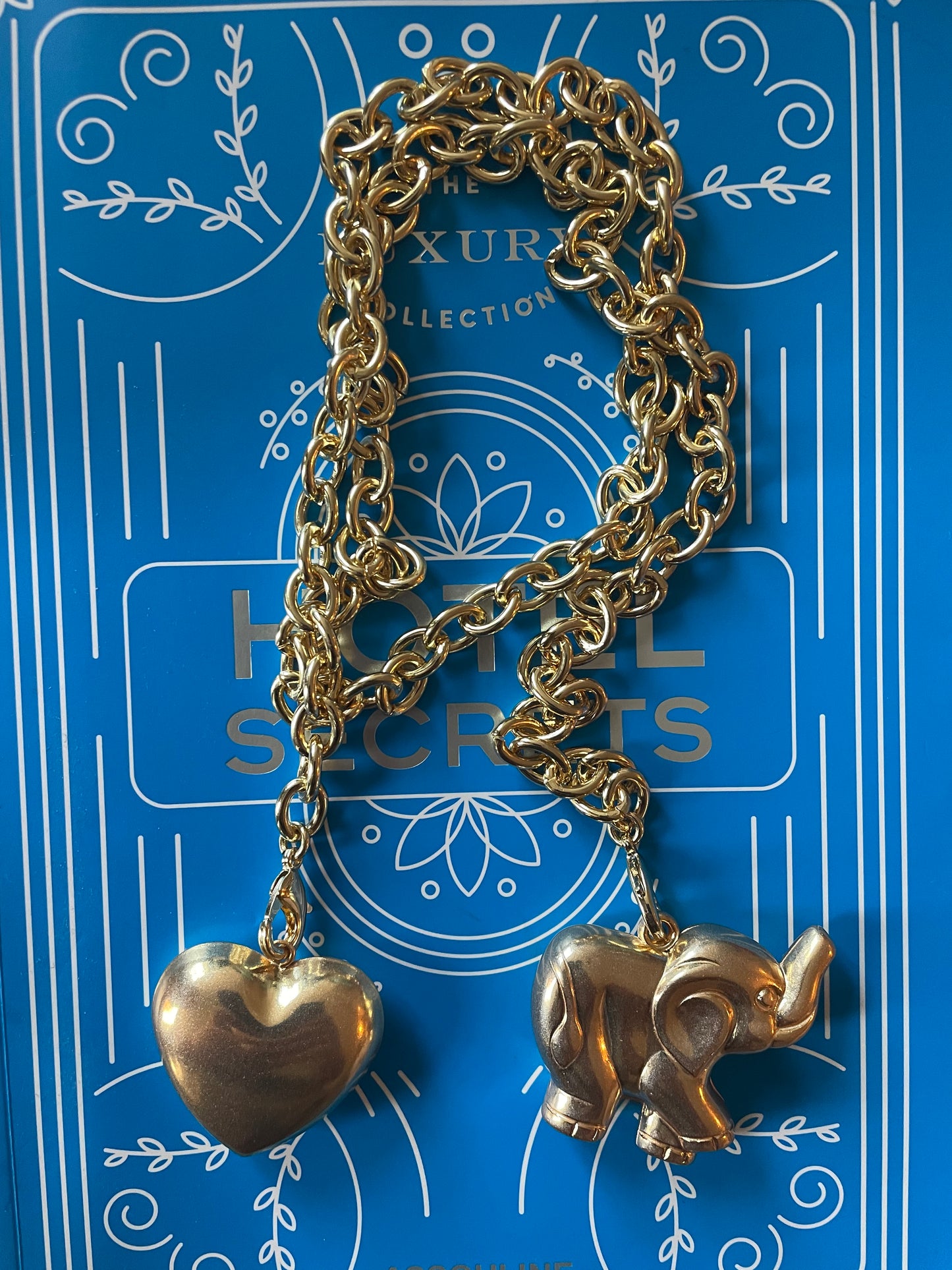Elephant and Heart Necklace ( Golden Glow )