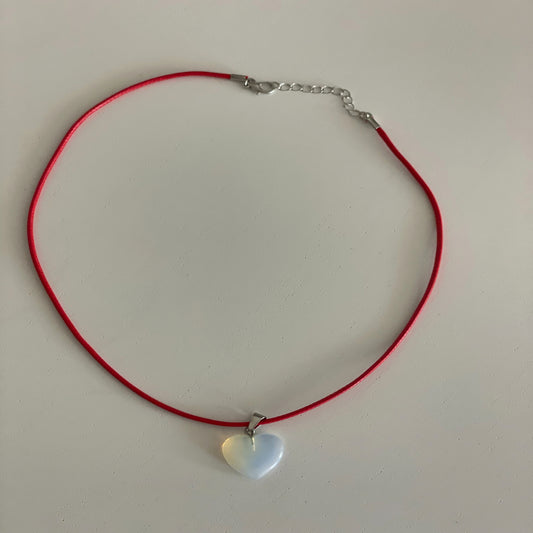 Little Opalite Heart with a Red Chord